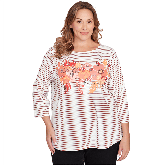 Plus Size Ruby Rd. Must Haves II Fall Harvest Stripe Tee