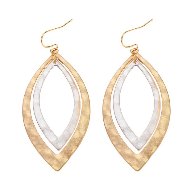 Ashley Cooper™ Two-Tone Two-Layer Open Tear Drop Earrings