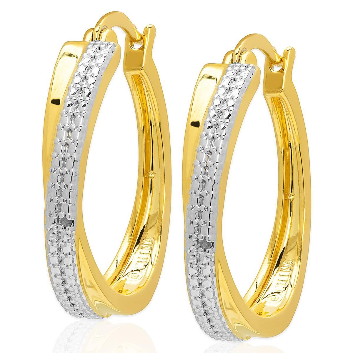 Accents by Gianni Argento Diamond Criss Cross Hoop Earrings