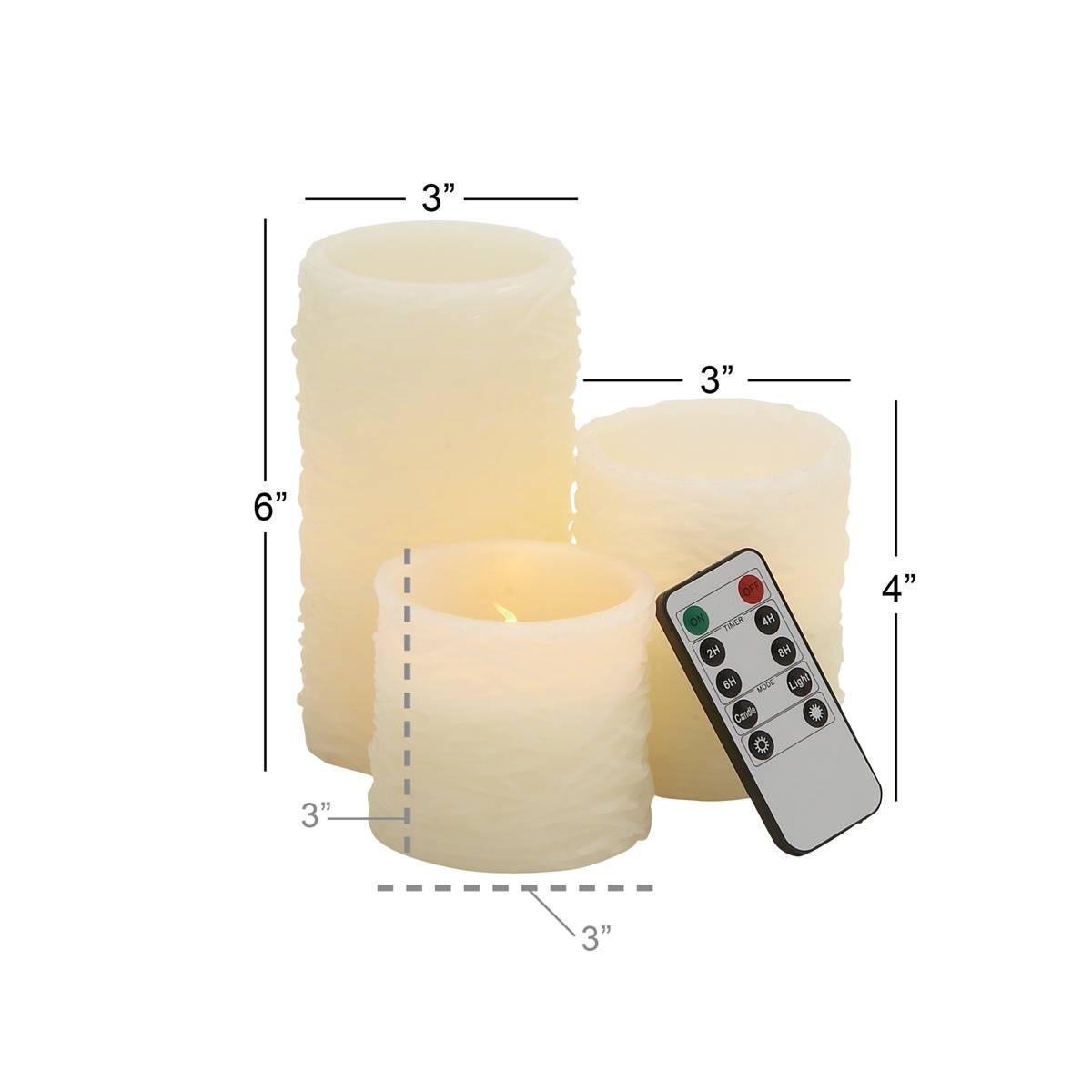 9th & Pike® Cylindrical Wax Cream Flameless LED Candle - Set Of 3