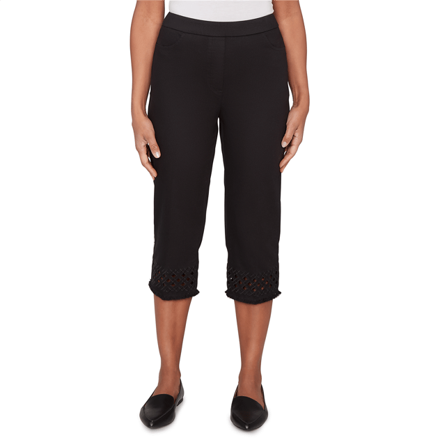 Womens Alfred Dunner Detail Driven Geometric Cut Out Capris