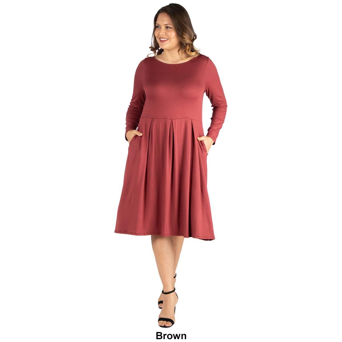 Plus Size 24/7 Comfort Apparel Fit N' Flare Dress
