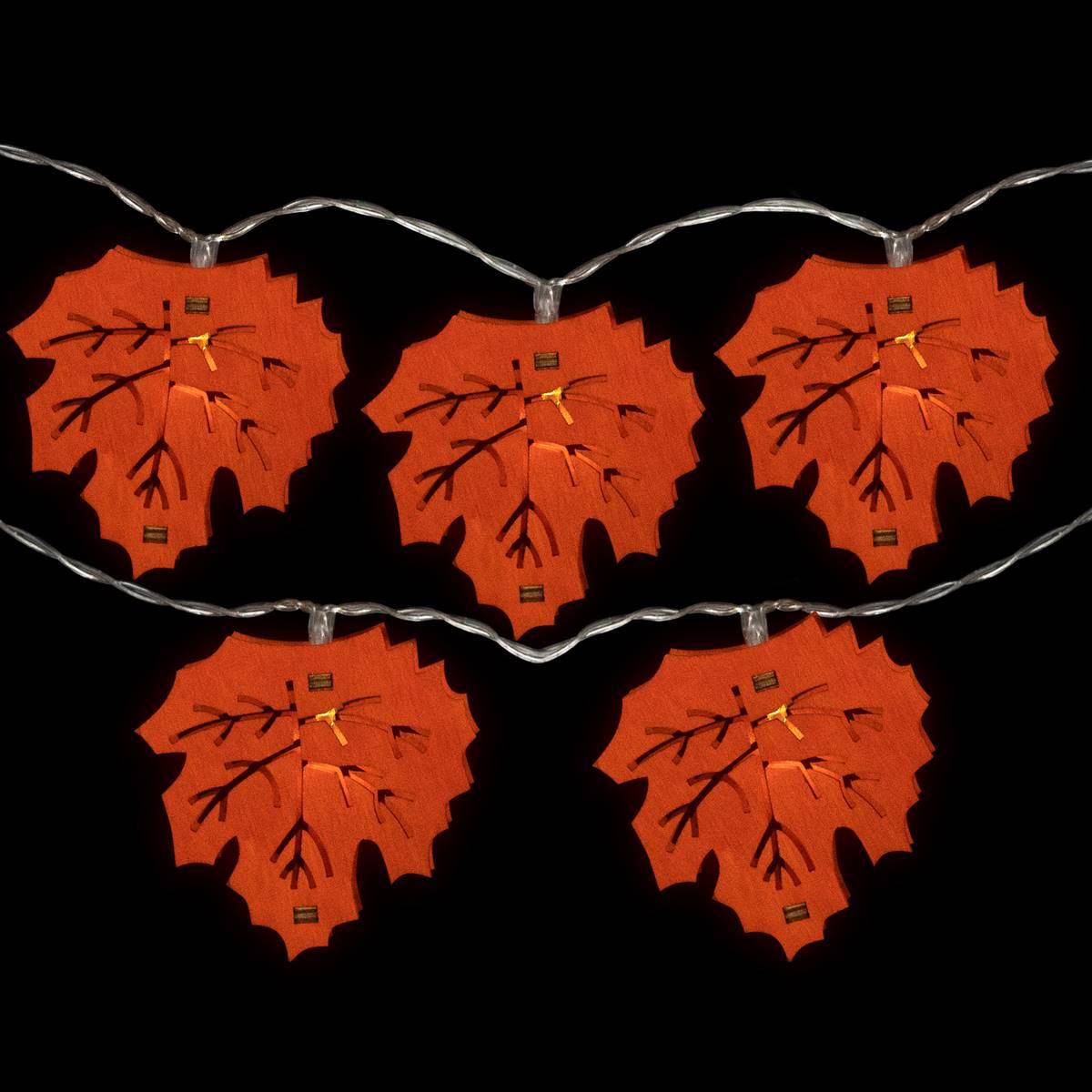 Northlight Seasonal 10ct. LED Orange Fall Leaves Fairy Lights