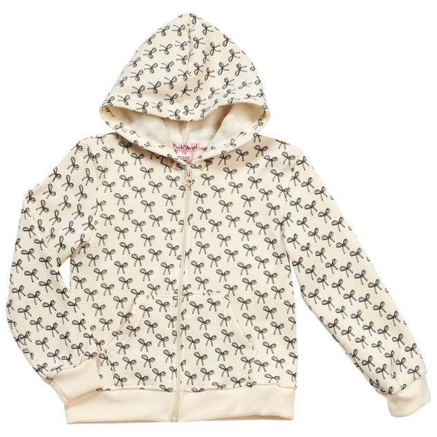 Girls (7-16) Pink Angel™ Fleece Lined Zip Up Bow Hoodie
