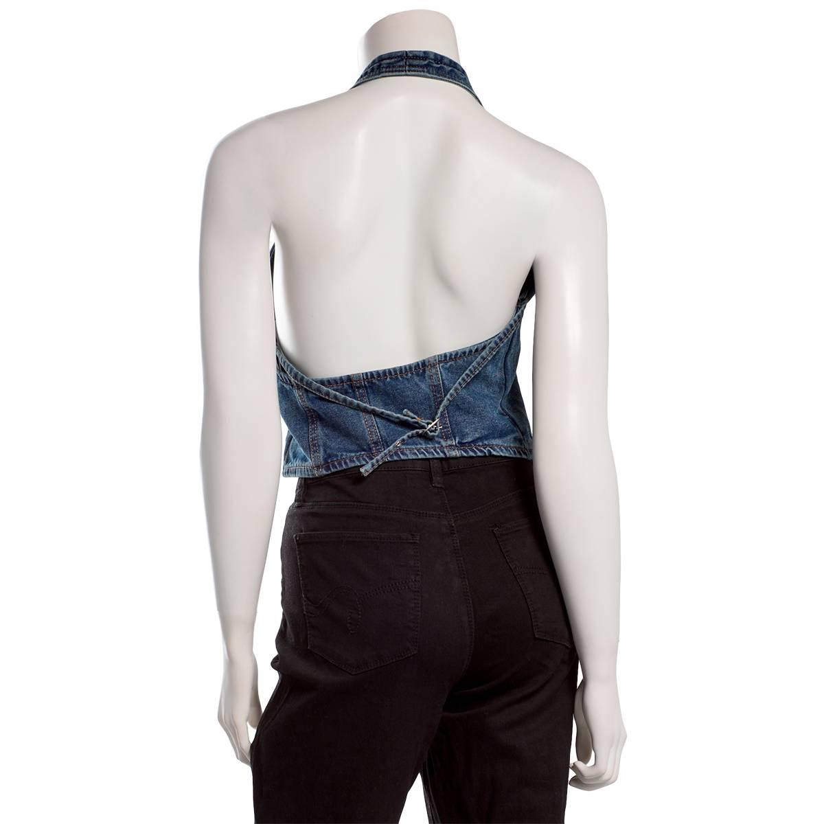 Juniors Indigo Rein Halter Vest Top
