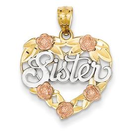 Gold Classics(tm)14kt. Tri-Tone Sister Heart Pendant