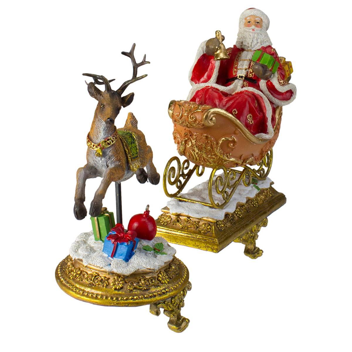 Northlight Santa & Reindeer Glittered Christmas Stocking Holders