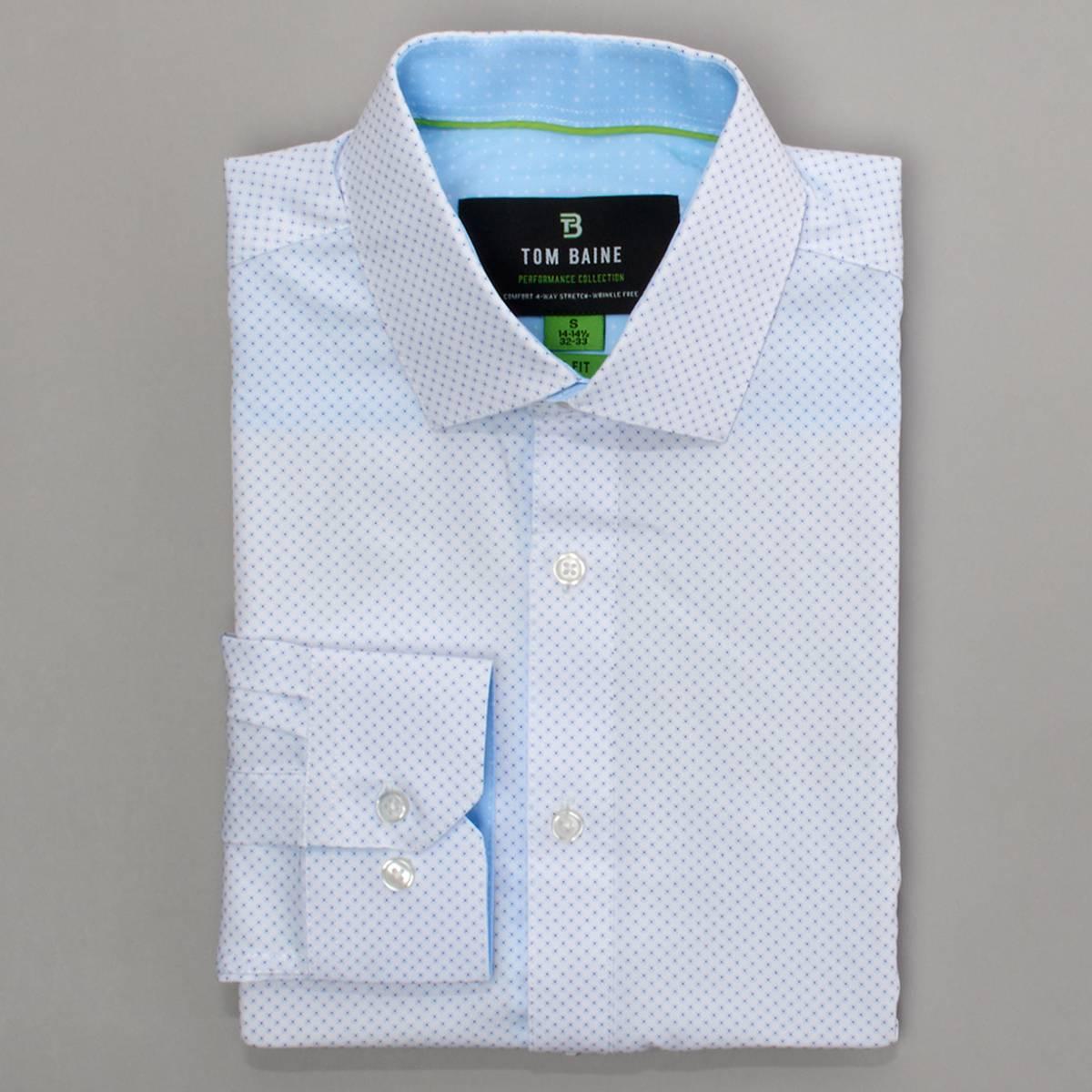 Mens Tom Baine Slim Fit Performance Dress Shirt - Blue Dots