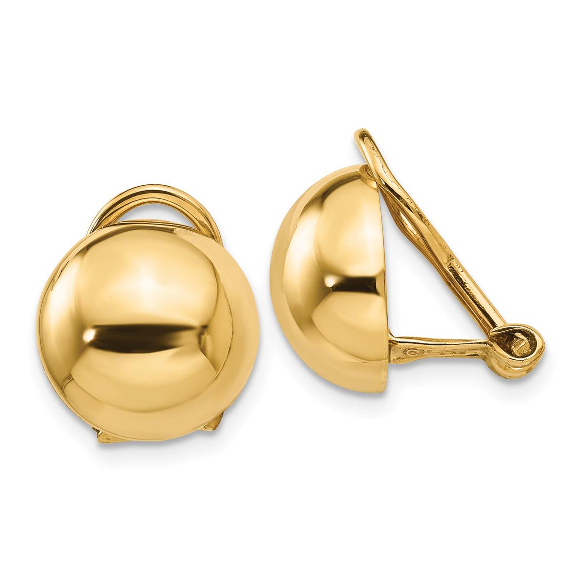 Gold Classics(tm) 14K Half Ball Omega Back Clip Earrings