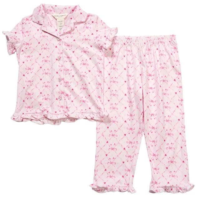 Toddler Girl Laura Ashley® Ruffle Trim Ribbon Heart Pajama Set