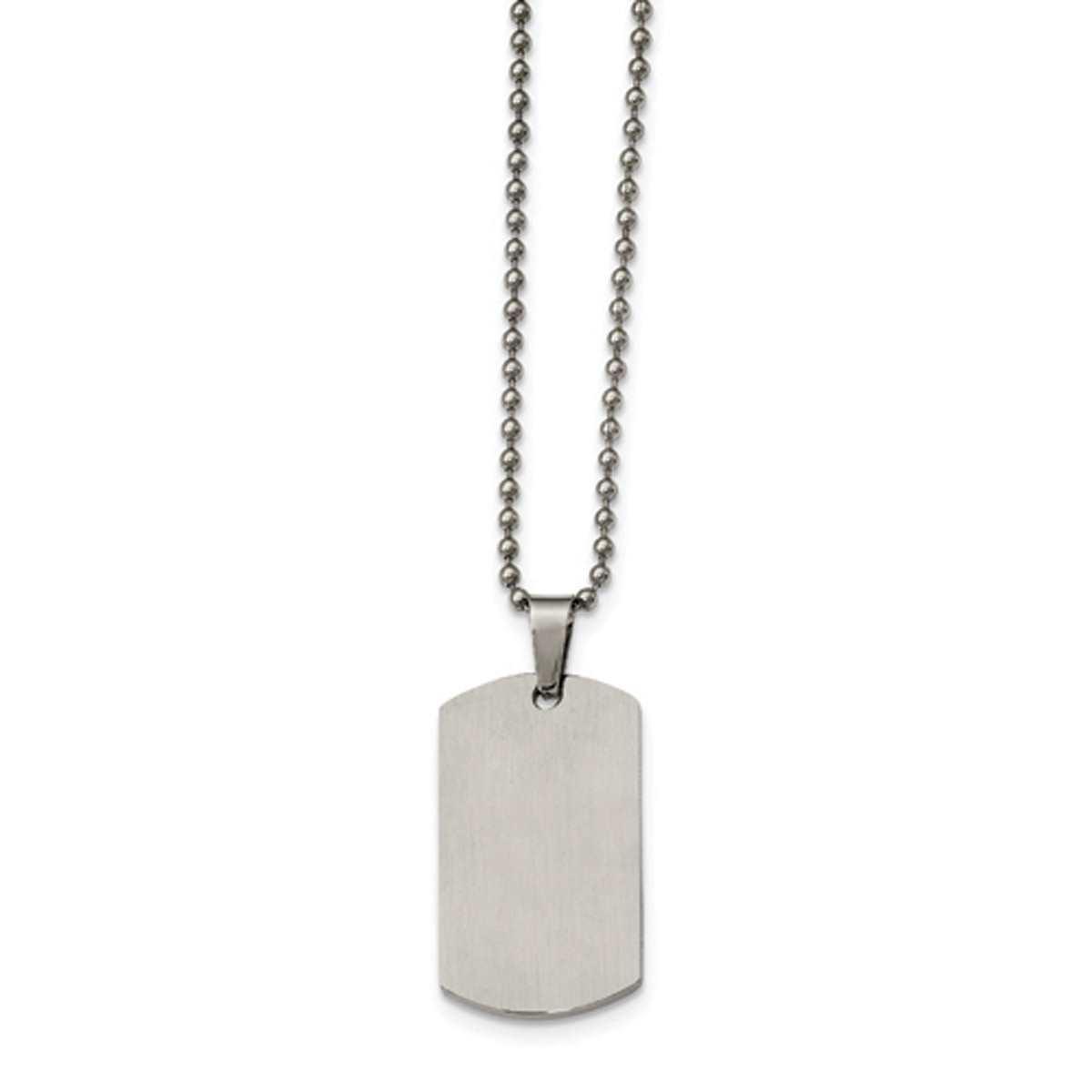 Mens Gentlemen's Classics™ Steel Rounded Edge Dog Tag Necklace