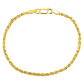 Gold over Sterling Silver Diamond Cut Rope Chain Bracelet