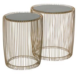 9th & Pike® Gold Metal Contemporary Accent Table - Set of 2