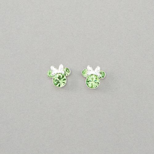 Disney Minnie Mouse Silver Plated August Birthstone Stud Earrings