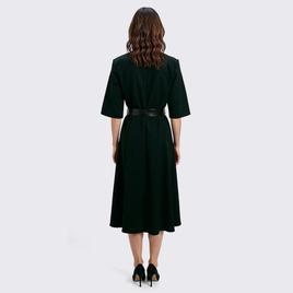 Womens Perceptions Elbow Sleeve w/ Faux Leather Belt A-Line Dress