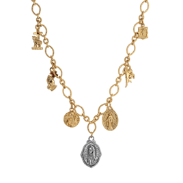 Symbols of Faith Gold Tone Multi Charm Faith Necklace
