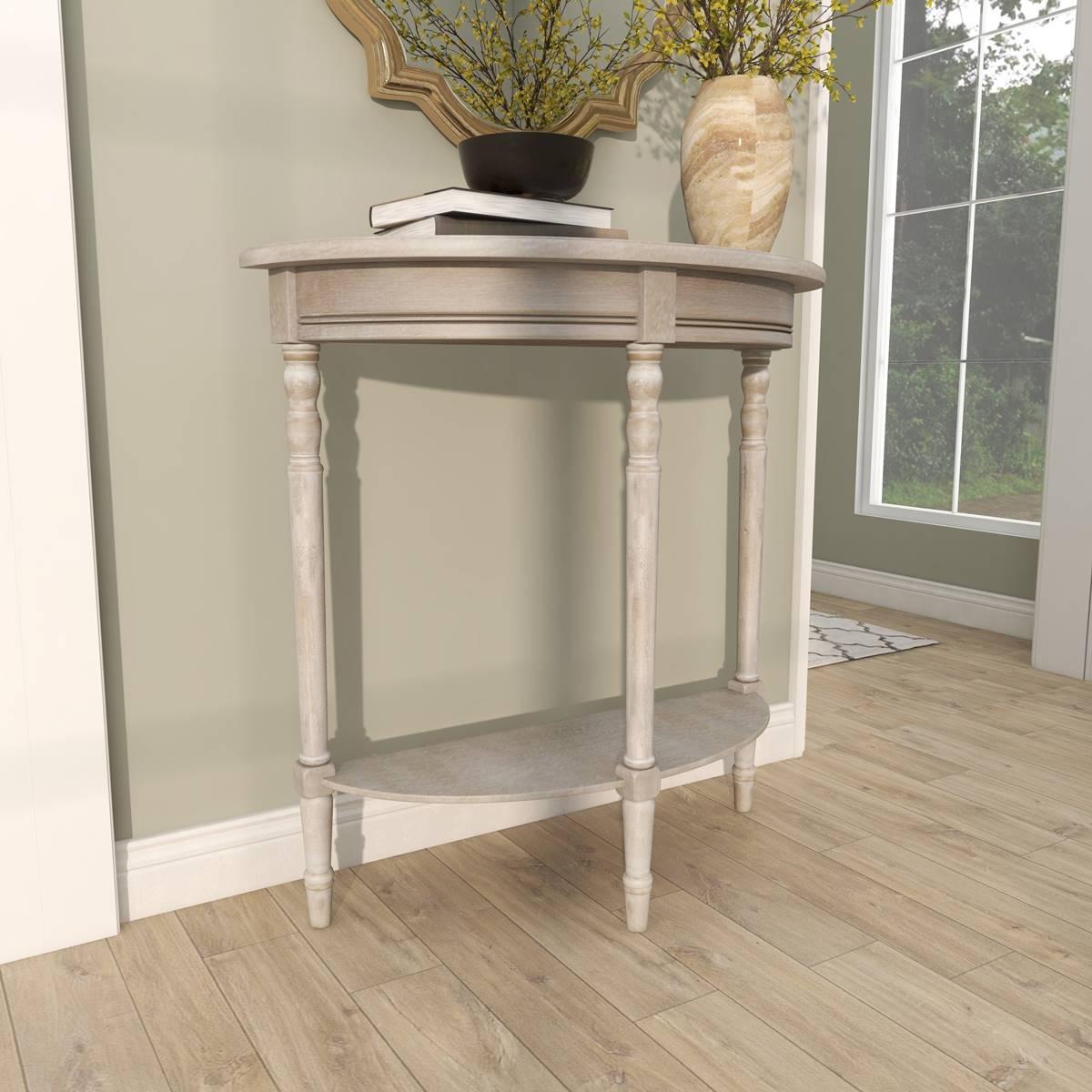 9th & Pike® Light Brown Traditional Half Moon Wood Console Table