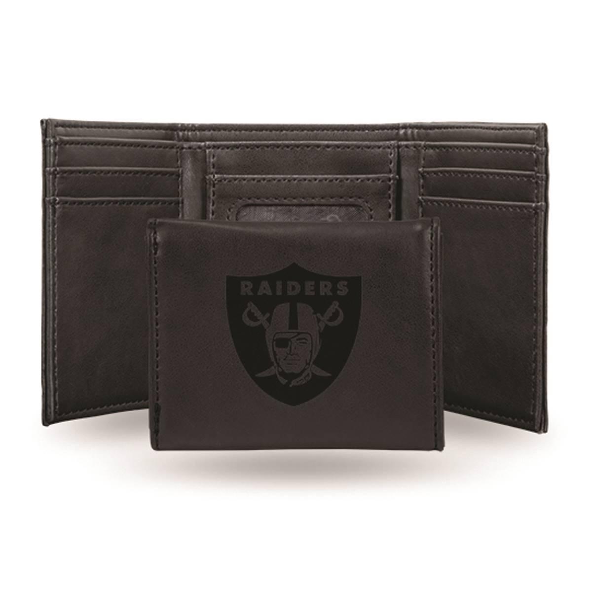 Mens NFL Oakland Raiders Faux Leather Trifold Wallet