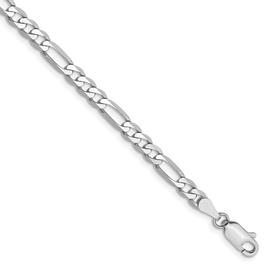 Mens Gold Classics™ 4.0mm. 14k White Gold Flat Figaro Necklace