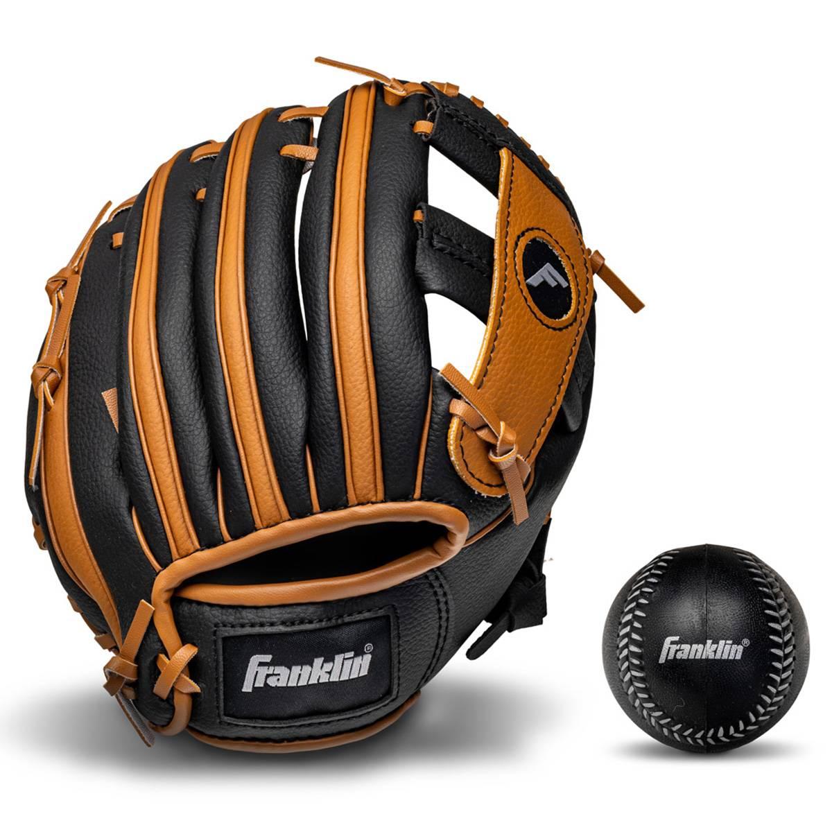 Franklin(R) 9.5in. Tee Ball Glove and Ball  - Black/Tan