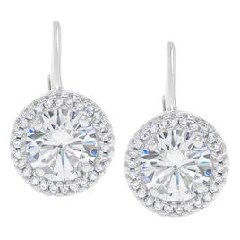 Sterling Silver CZ Leverback Earrings