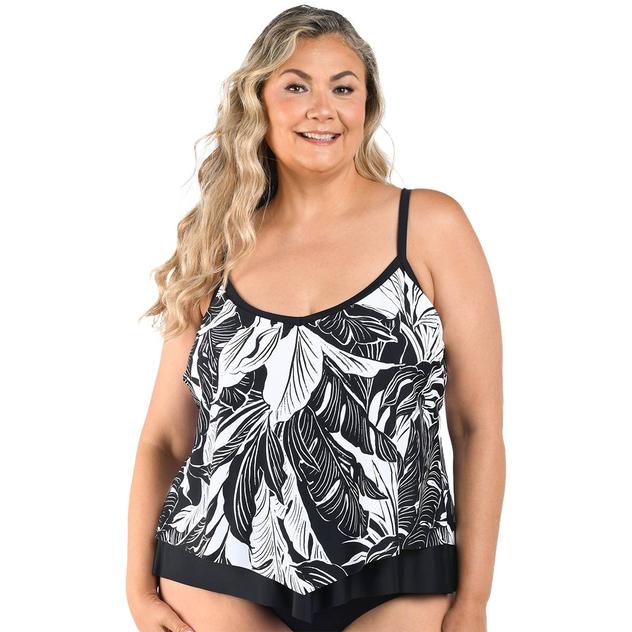 Plus Size Maxine Night Tropics Leaf Tankini Swim Top