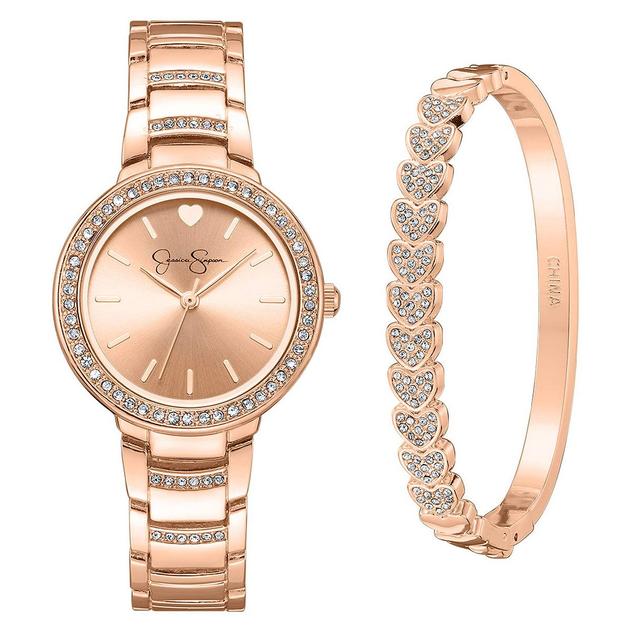 Womens Jessica Simpson Crystal Watch & Bracelet Set - JSB8021RG