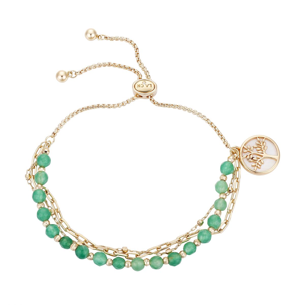 Shine Mother of Pearl Tree Link Chain Triple Strand Bolo Bracelet