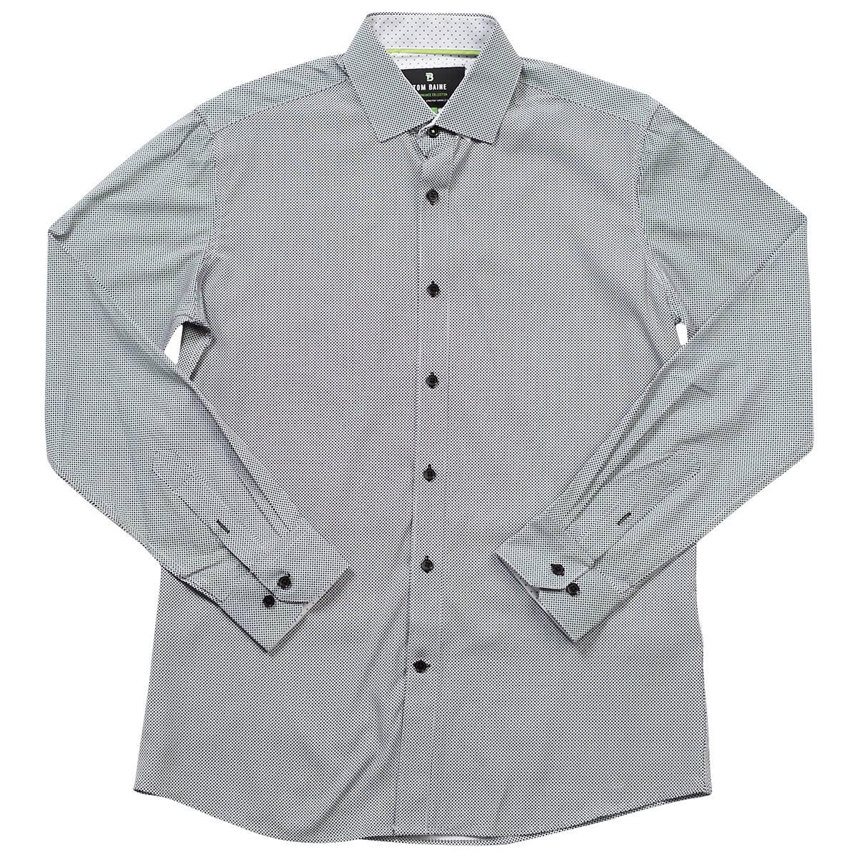Mens Tom Baine Silver Dot Slim Fit Dress Shirt - Silver