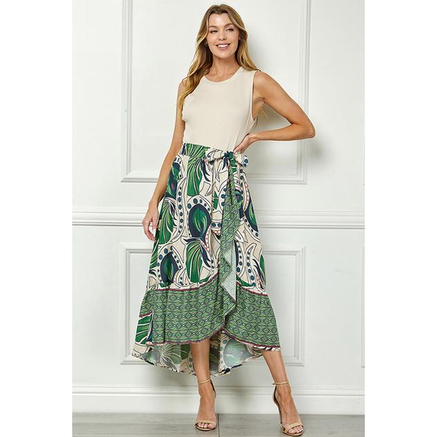 Womens Figueroa & Flower Sleeveless Leaf High Low Dress