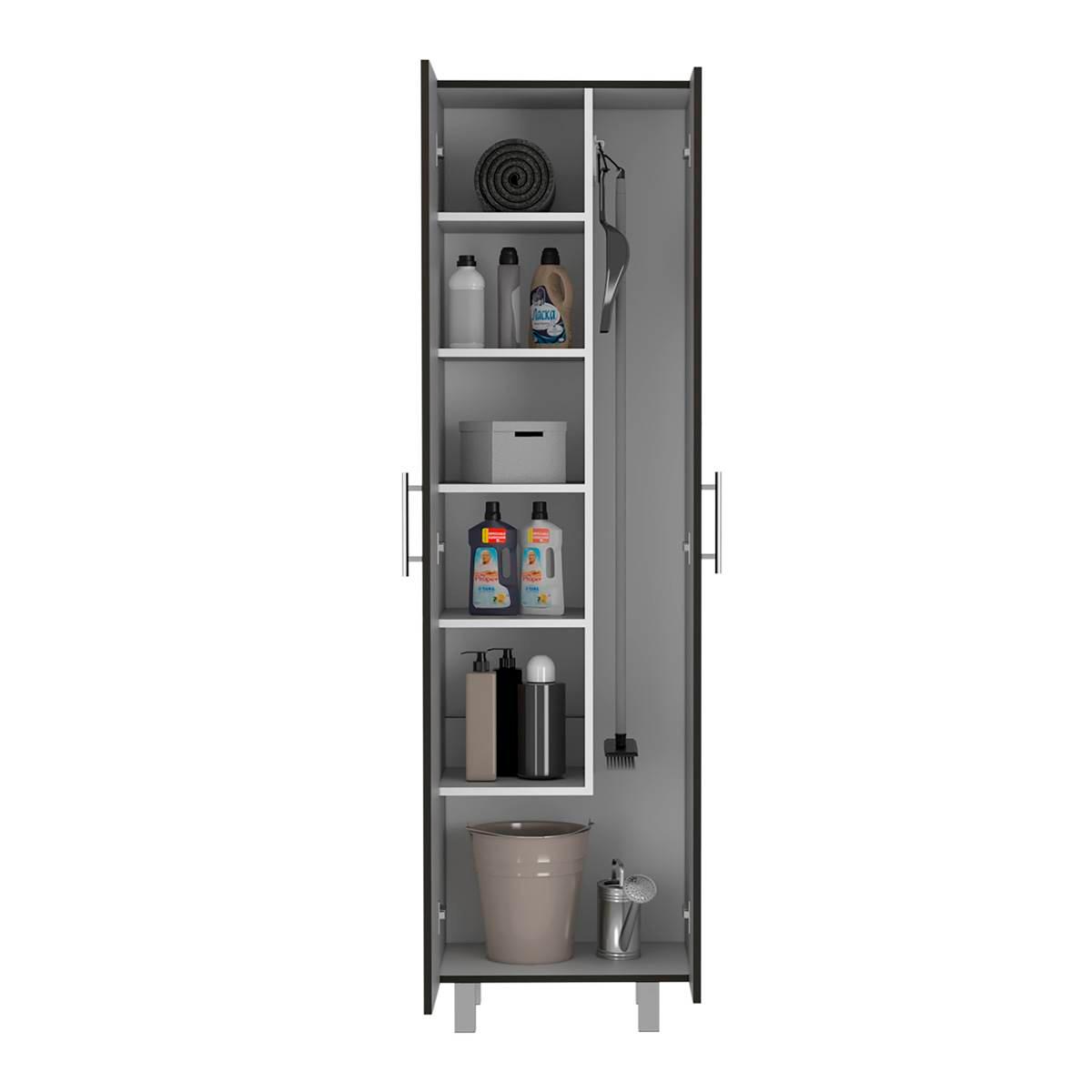 FM FURNITURE Norway Black Broom Closet Pantry