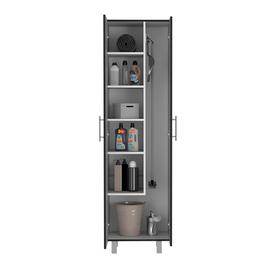 FM FURNITURE Norway Black Broom Closet Pantry