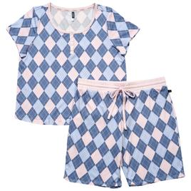 Plus Size IZOD(R) Short Sleeve Argyle Henley Bermuda Pajama Set
