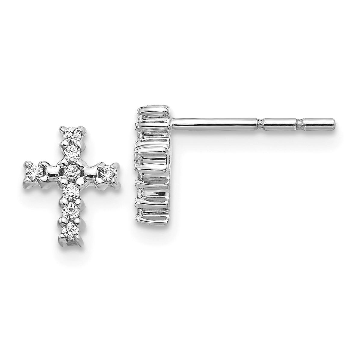 Diamond Classics(tm) 14k White Gold 8x6mm Cross Earrings