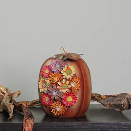 Northlight Seasonal 8in. Floral Pumpkin Outdoor Decoration