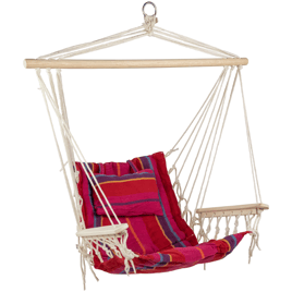 Northlight Pink & Red Striped Outdoor Hammock Chair with Pillow