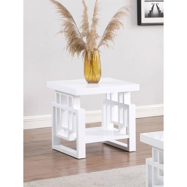 Coaster Rectangular End Table - High Glossy White