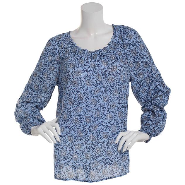 Plus Size Architect® Long Sleeve Peasant Floral Scroll Blouse