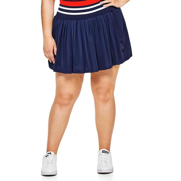 Juniors Plus Jolie & Joy Stripe Waist Pleated Skort