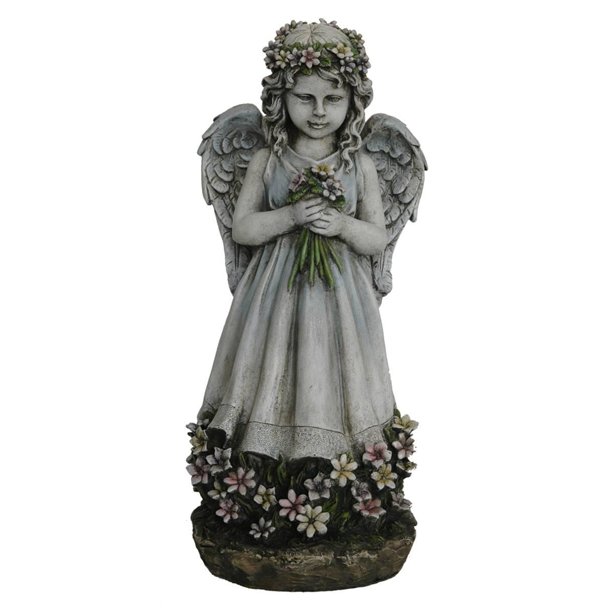Hi-Line Gift Angel Holding Flowers Garden Statue