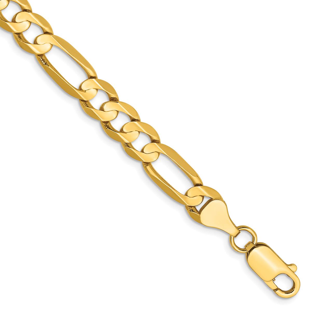 Mens Gold Classics(tm) 6.75mm. 14k Concave Open Figaro Bracelet