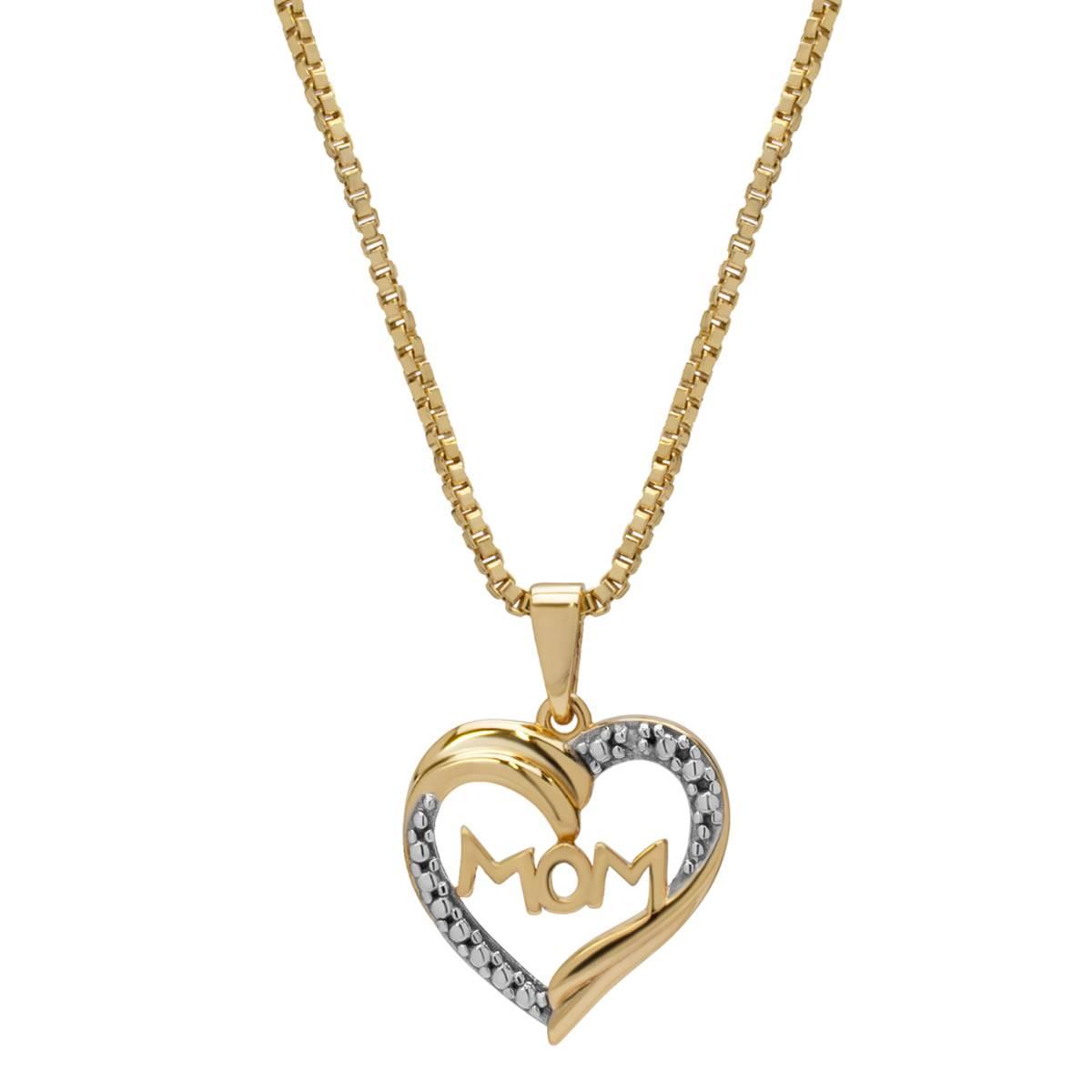 Gianni Argento Diamond Accent Mom in Heart Pendant Necklace