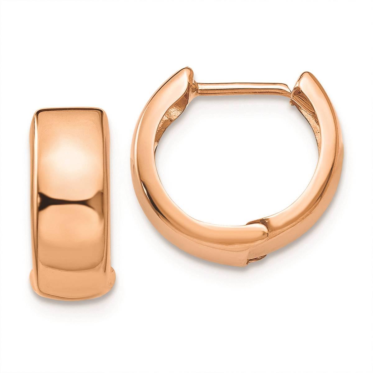 Gold Classics(tm) 14kt. Rose Gold Hinged Close Hoop Earrings