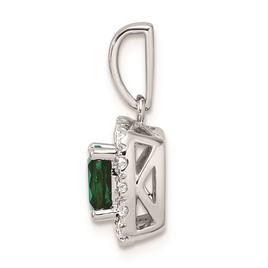 Pure Fire 14kt. White Gold Emerald Halo Pendant