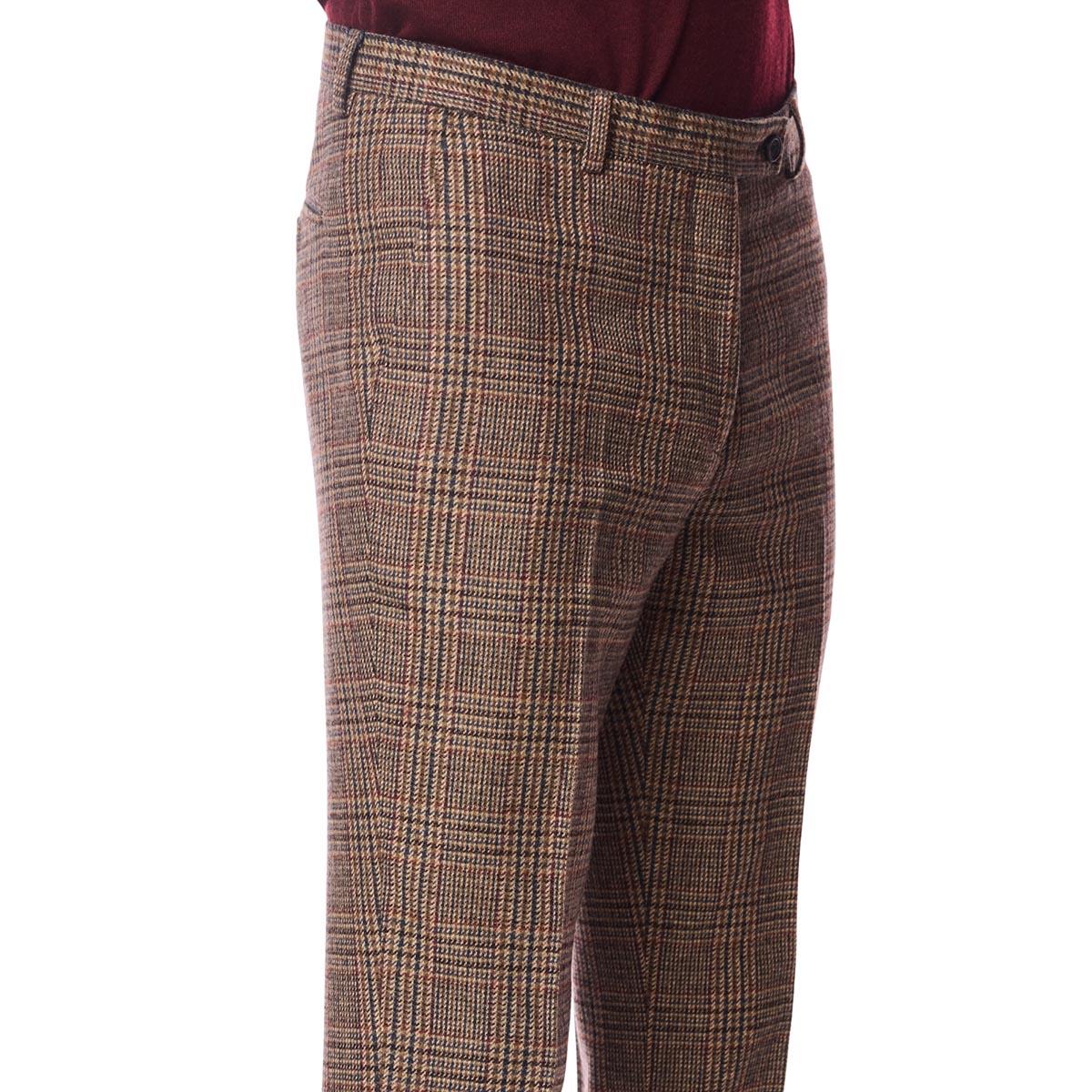 Mens Paisley & Gray Plaid Pants - Teal/Brown