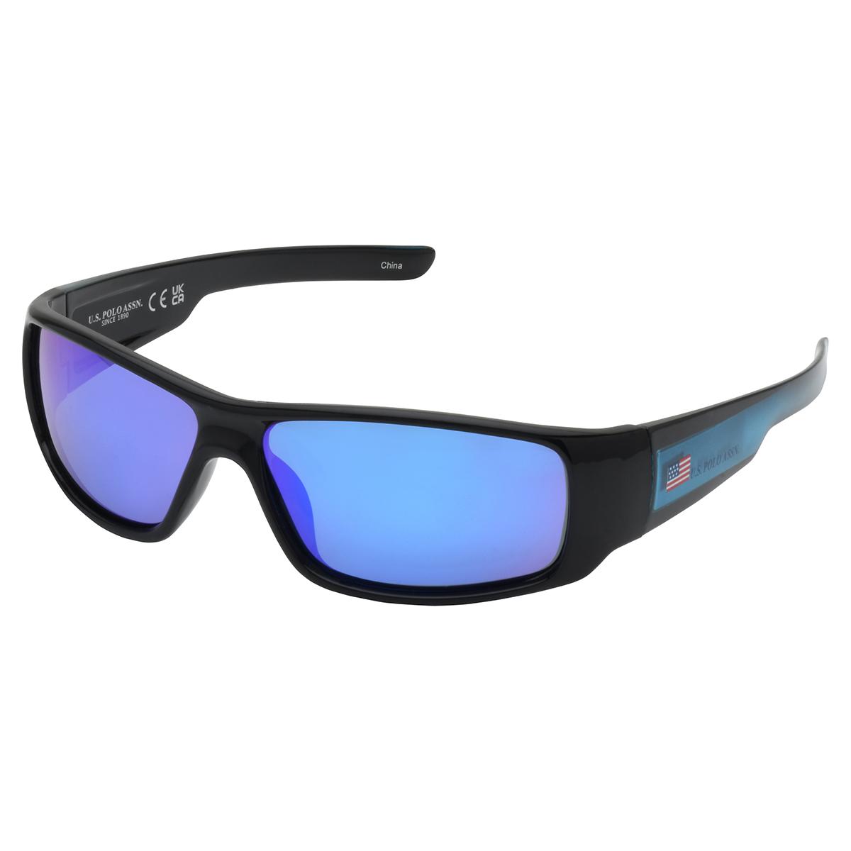 Mens USPA Polarized Two-Tone Wrap Sunglasses