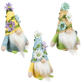 Northlight Mini Plush Gnomes with Floral Hat Spring - Set of 3