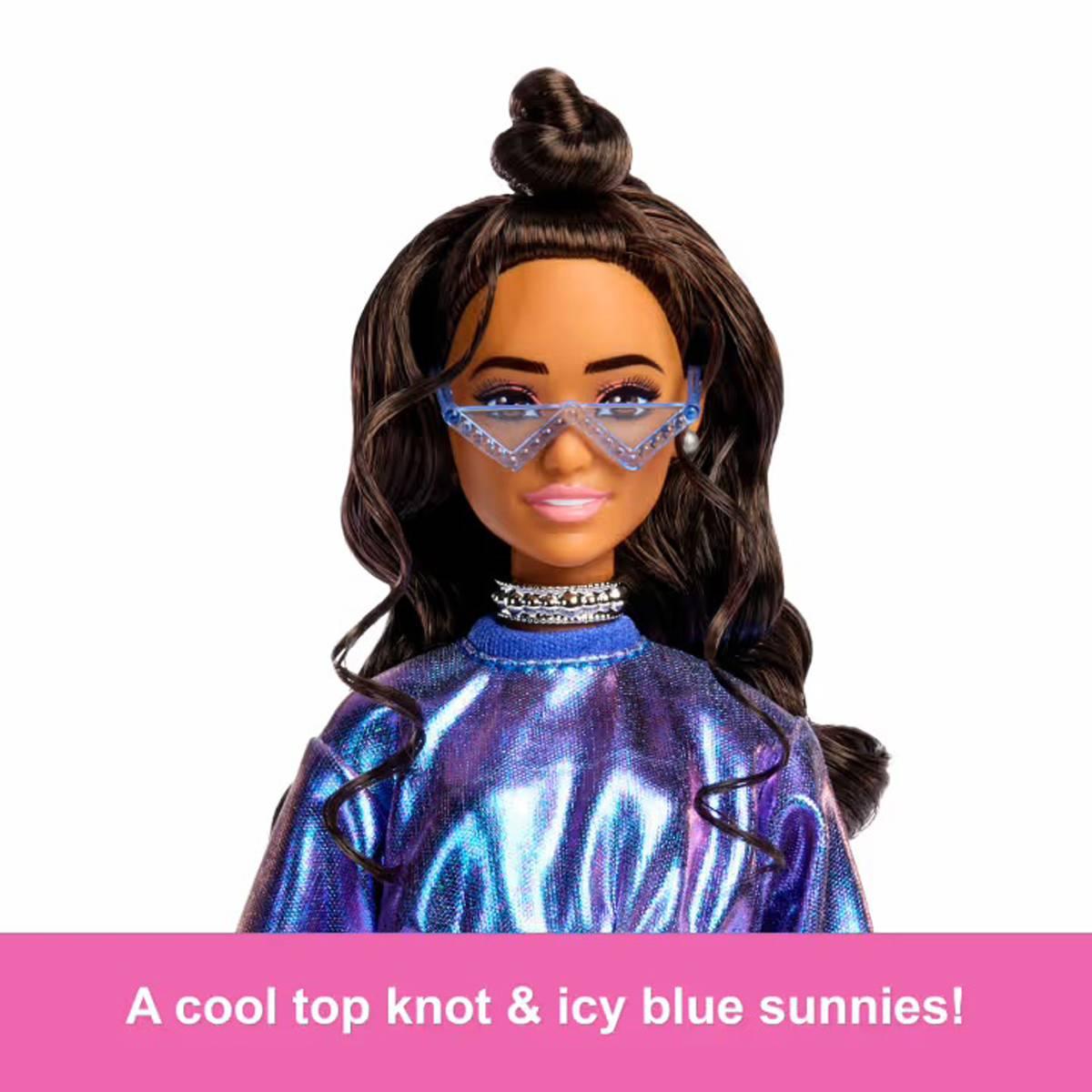 Barbie® Deluxe Style Fashion Doll #7 in Metallic Blue Top & Skirt