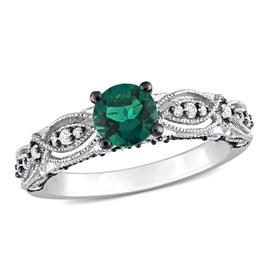 Gemstone Classics(tm) Lab Created Emerald & White Sapphire Ring