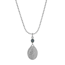 Symbols of Faith Oval Miraculous Medal Charm Bead Necklace